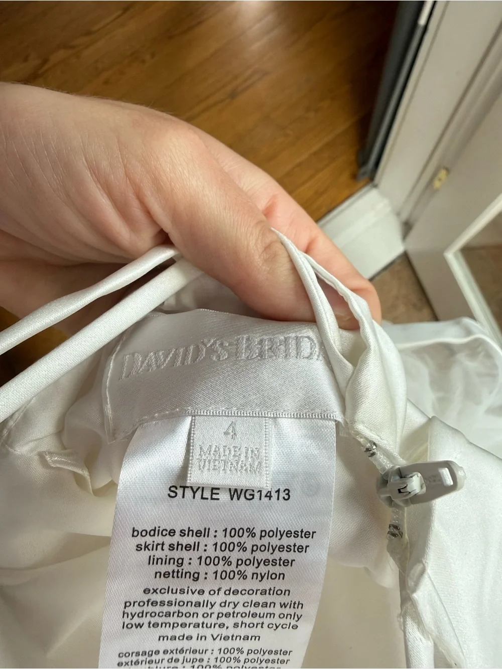 David's Bridal White Satin and Tulle Girls Formal Dress - Picture 3 of 3
